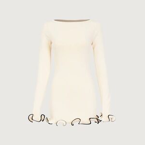 Elegant Cream Mini Dress with Black Trim